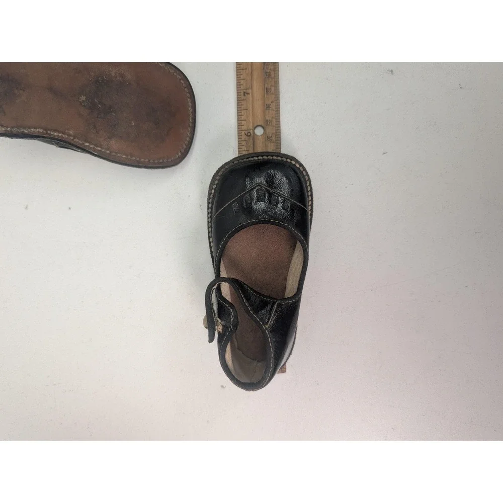 Vintage Black Leather Toddler Mary Jane Shoes Ankle Strap Kids Dress Shoes